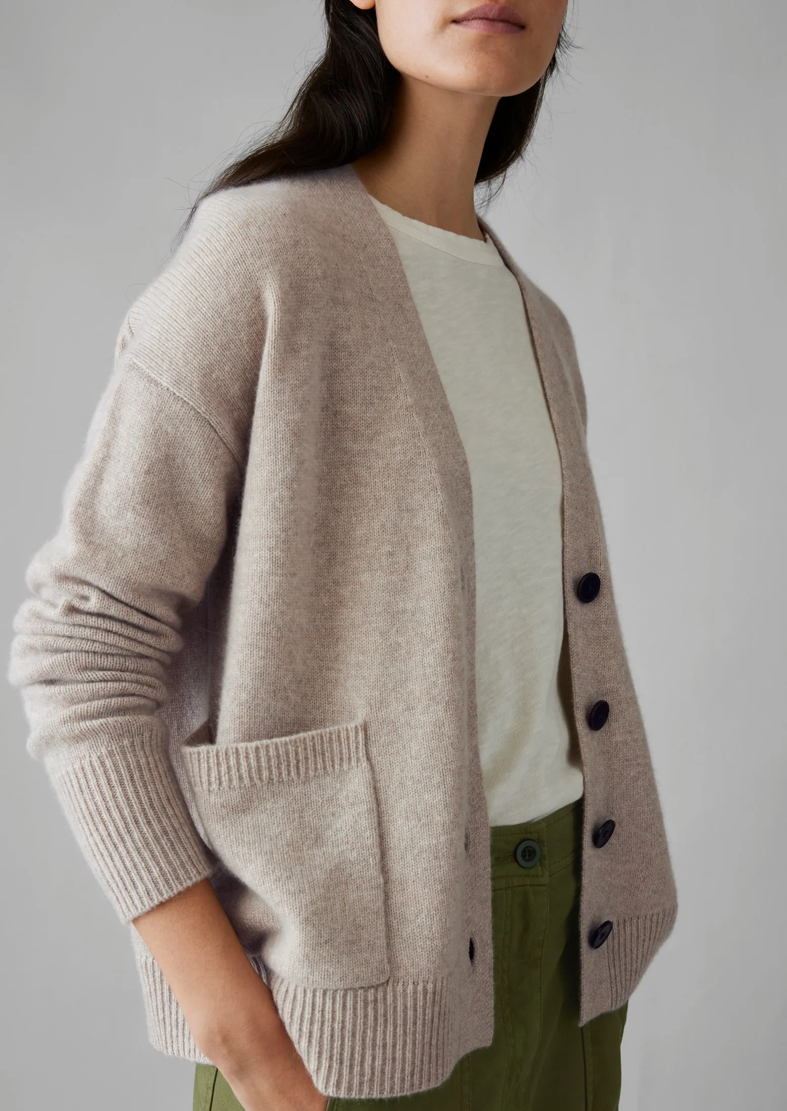 Wool Cashmere Boxy Cardigan | Putty sold by TOAST product image thumbnail 3