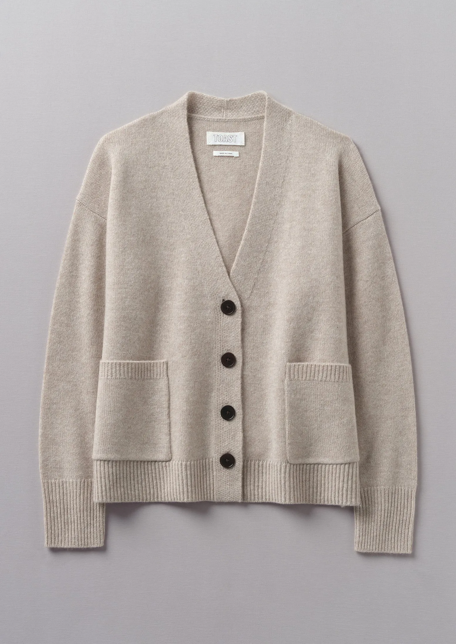 Wool Cashmere Boxy Cardigan | Putty sold by TOAST