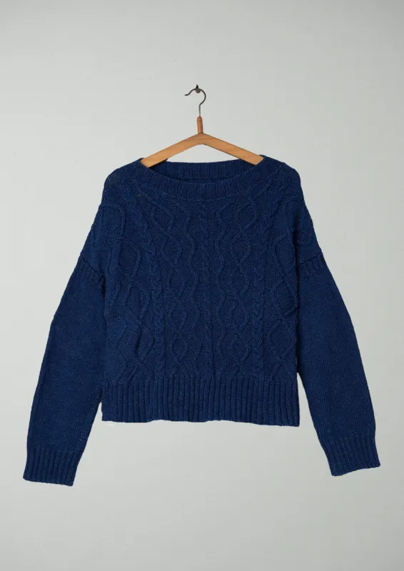 Reworn Cotton Sweater Size L (120) | Indigo sold by TOAST