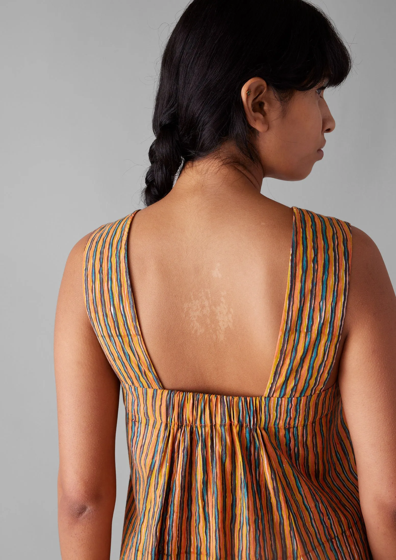 Stripe Block Print Cotton Dress | Poppy sold by TOAST product image thumbnail 3