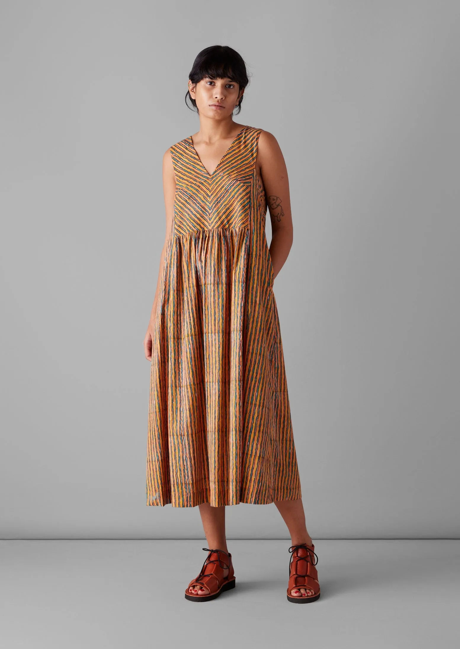Stripe Block Print Cotton Dress | Poppy sold by TOAST product image thumbnail 2