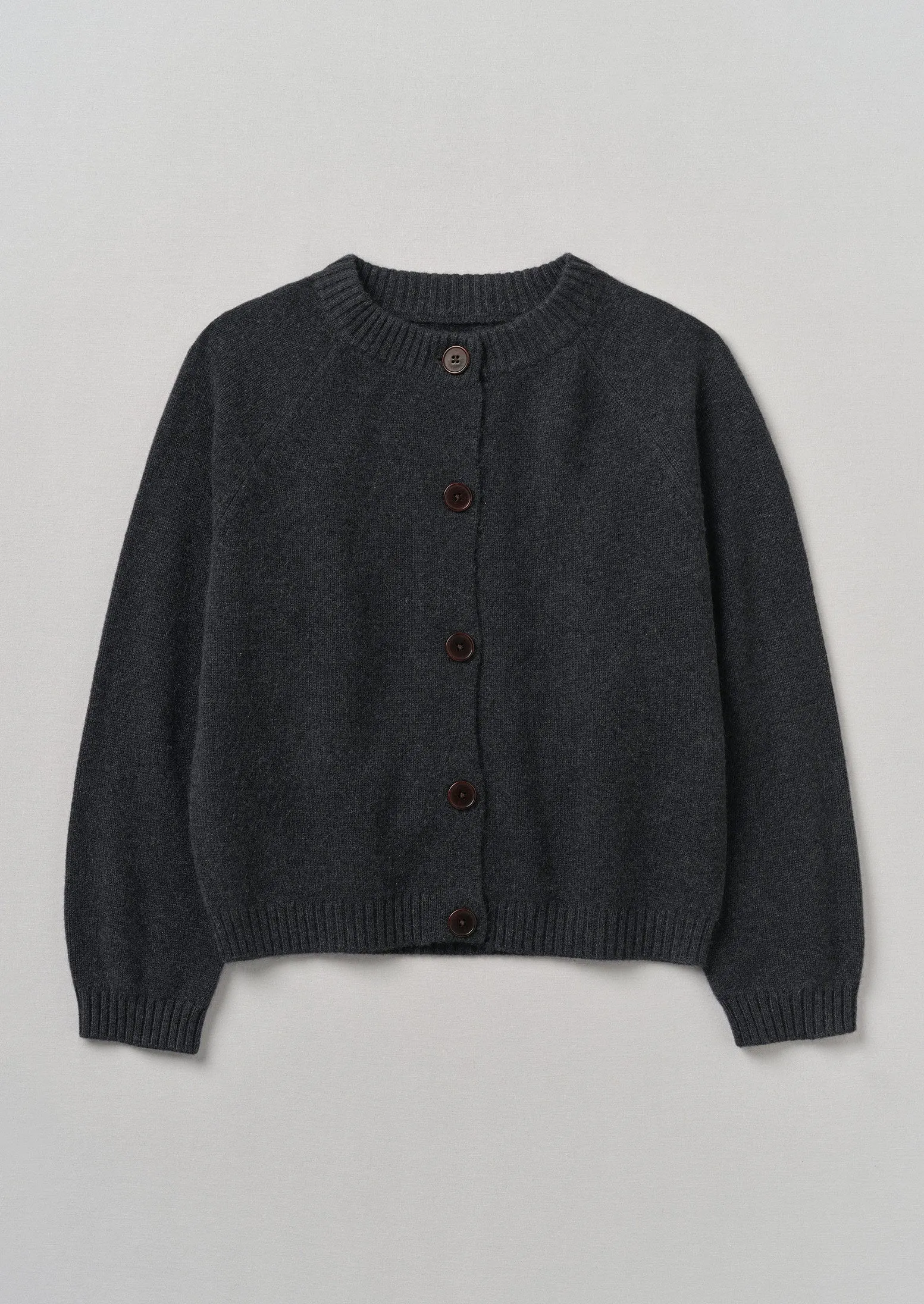 Eden Wool Cashmere Raglan Cardigan | Charcoal sold by TOAST