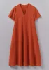 Garment Dyed Linen V-Neck Dress | Rooibos Red sold by TOAST