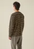 Stripe Organic Cotton Henley Tee | Charcoal/Yellow sold by TOAST