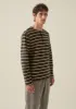 Stripe Organic Cotton Henley Tee | Charcoal/Yellow sold by TOAST