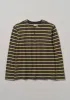 Stripe Organic Cotton Henley Tee | Charcoal/Yellow sold by TOAST