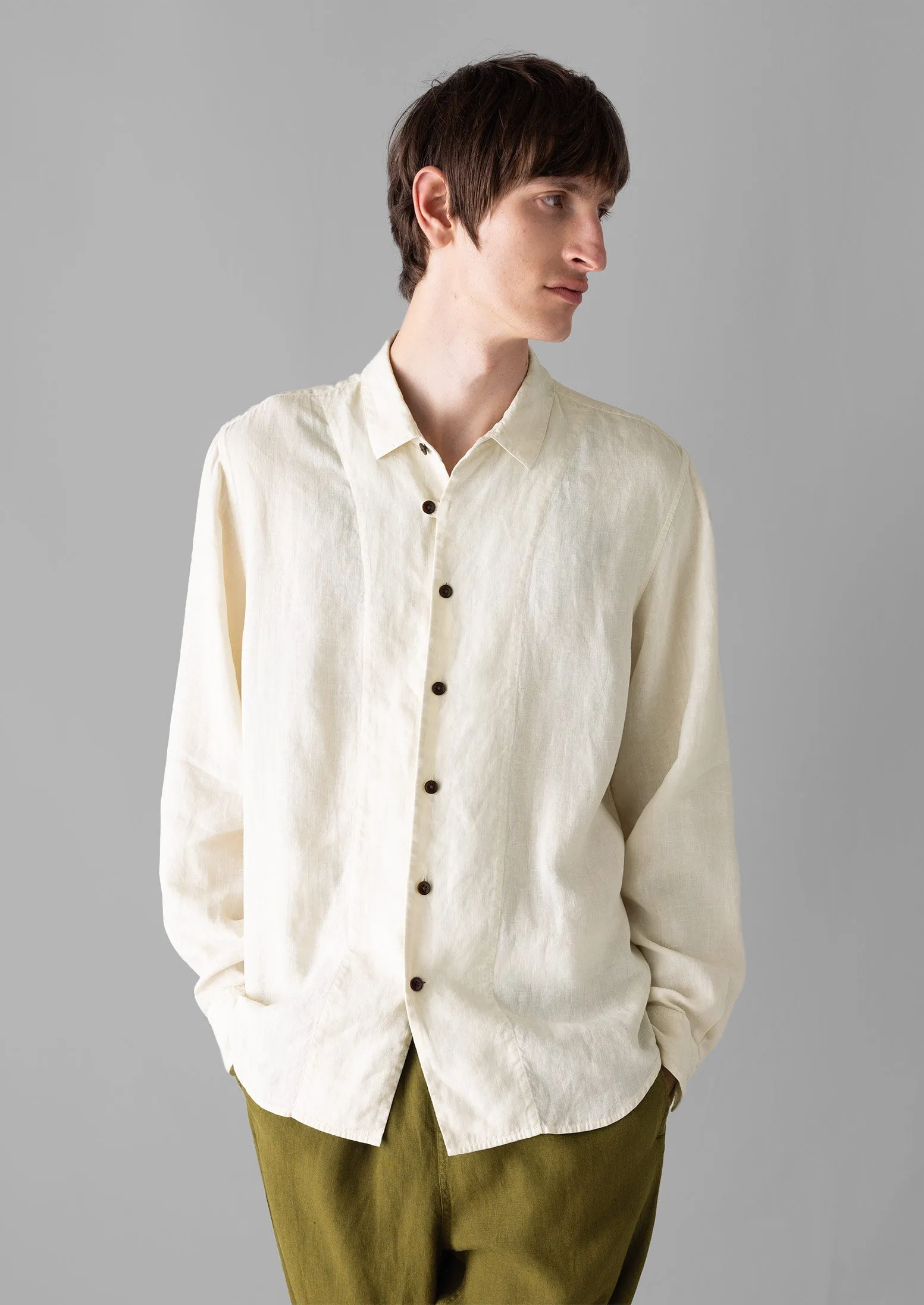 Loop Button Linen Shirt | Parchment sold by TOAST product image thumbnail 3