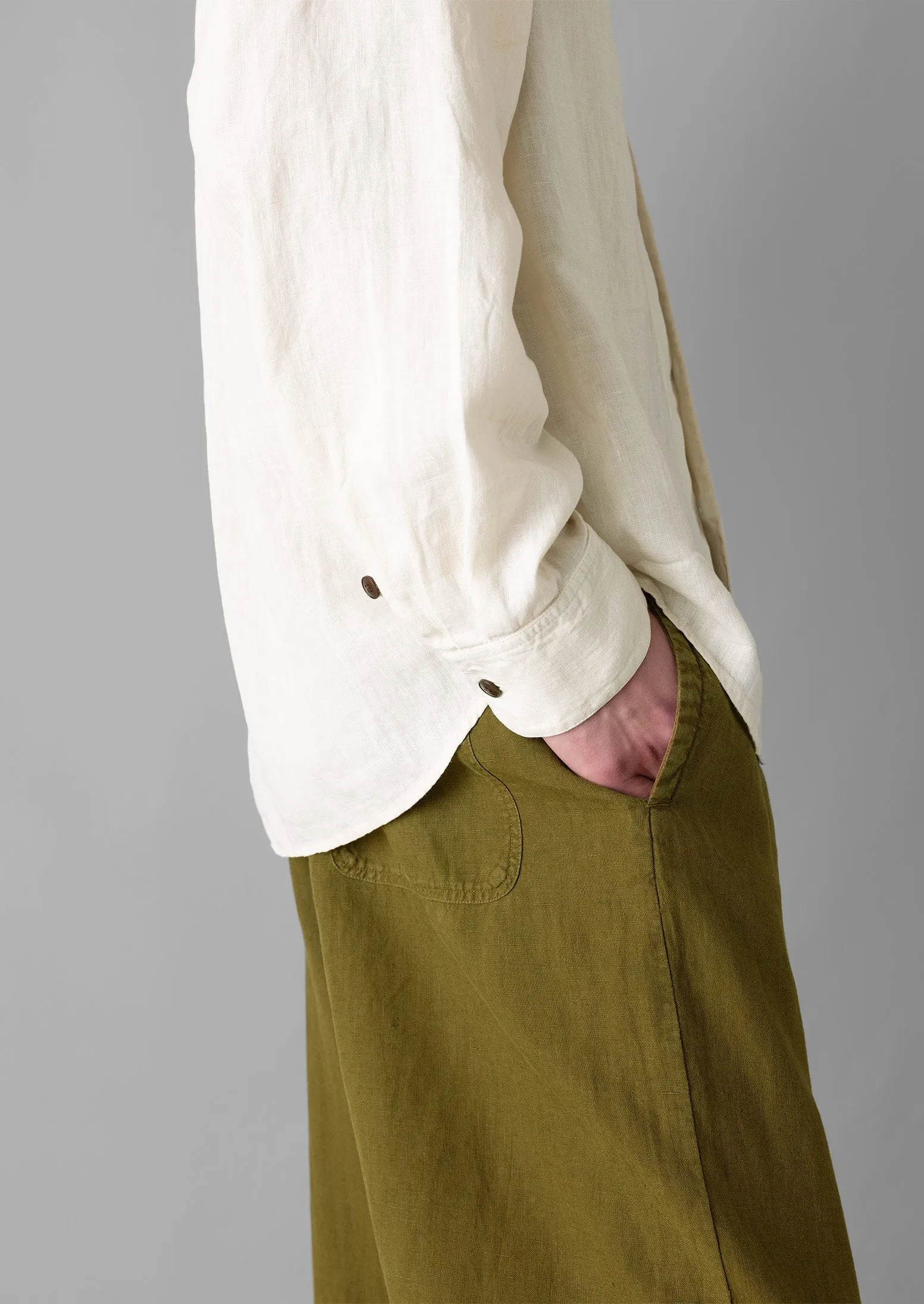Loop Button Linen Shirt | Parchment sold by TOAST product image thumbnail 4