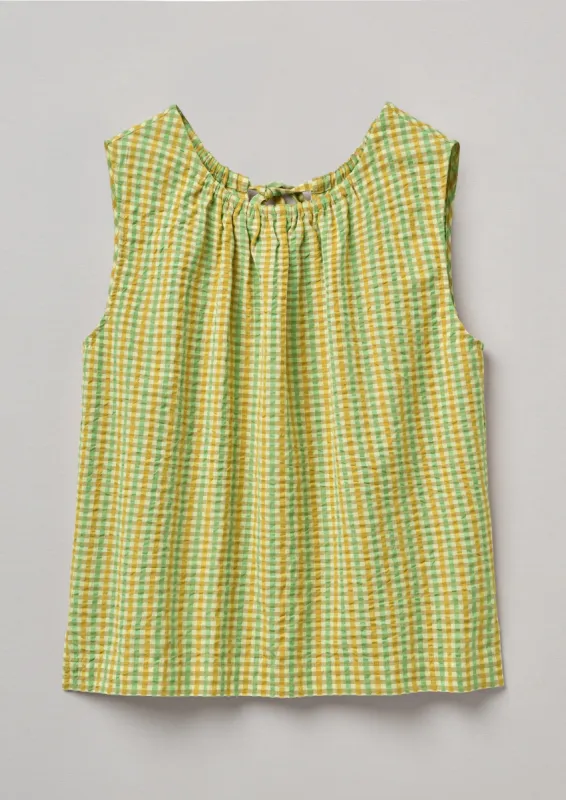 Gingham Seersucker Cotton Top | Sea Green/Taupe sold by TOAST