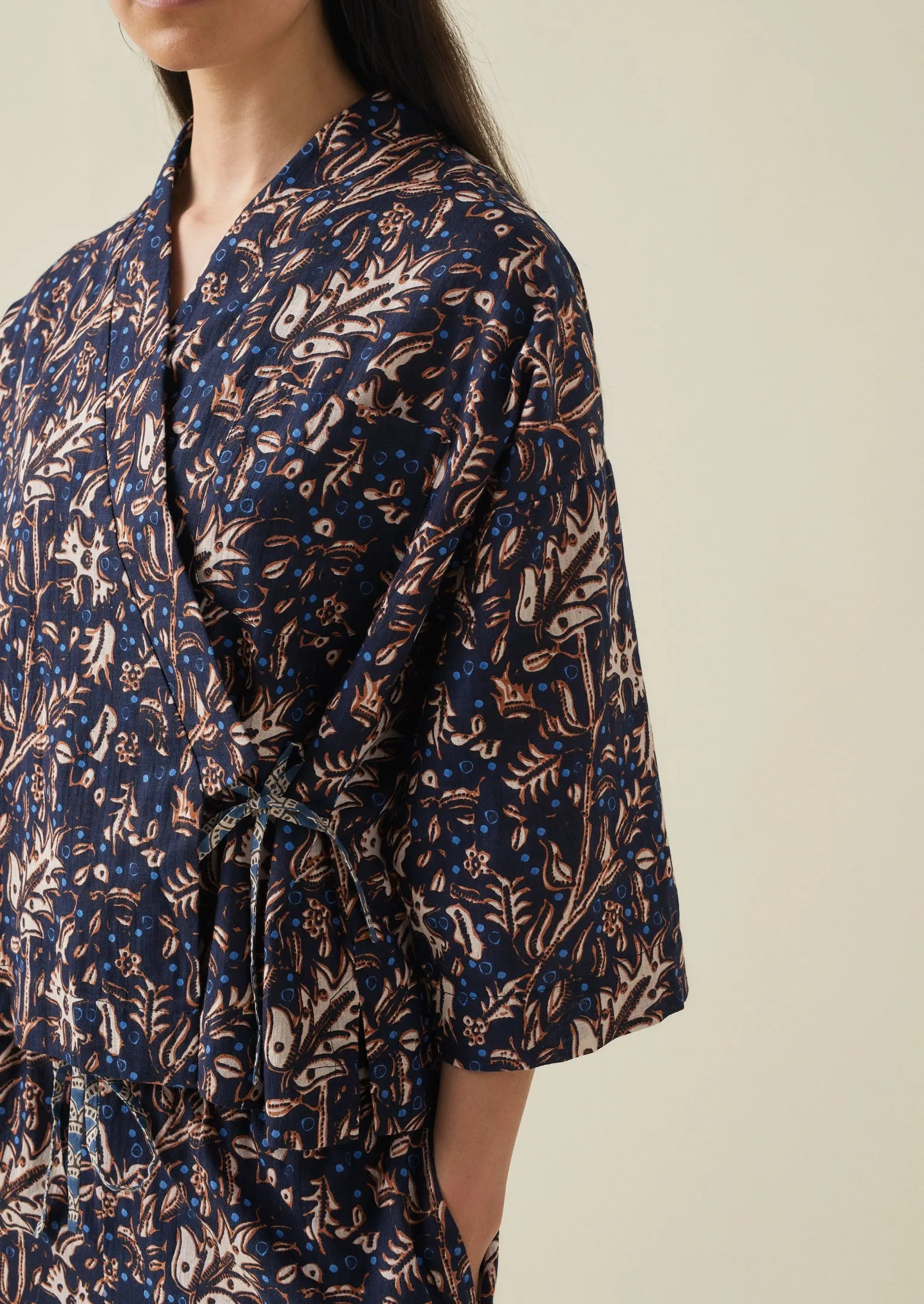 Scattered Floral Organic Cotton Pyjamas | Navy sold by TOAST product image thumbnail 4