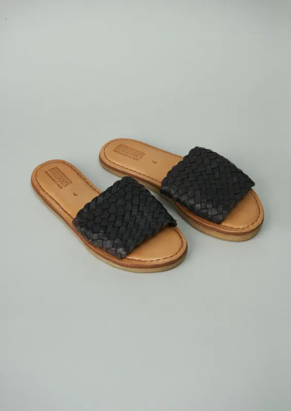 Reworn Mohinders Stacked Leather Sandals Size 7 (041) | Black sold by TOAST