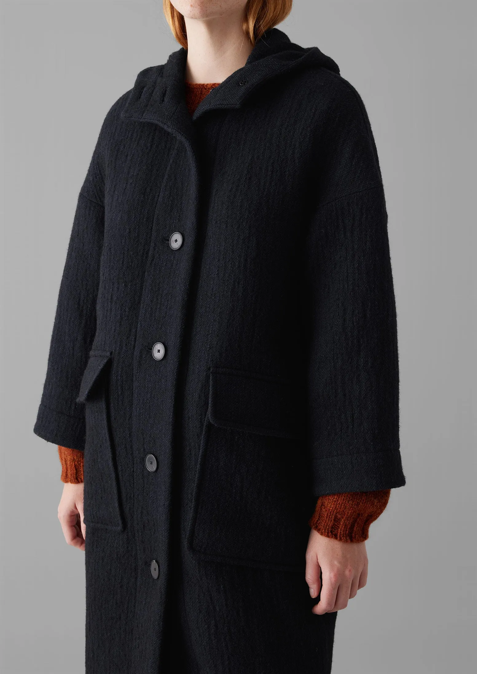 Navy Wool Hooded Coat | Dark Navy sold by TOAST product image thumbnail 2