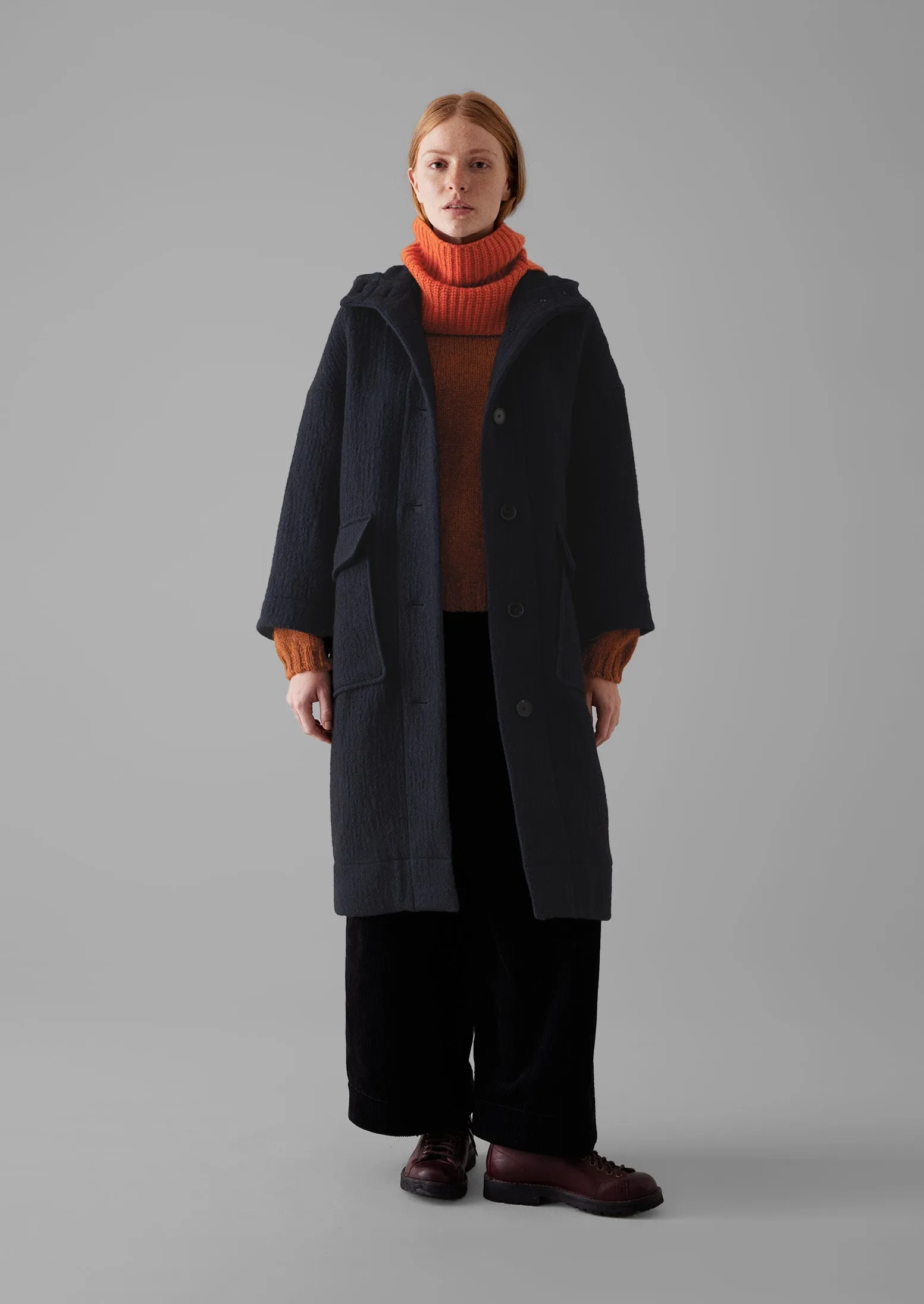 Navy Wool Hooded Coat | Dark Navy sold by TOAST product image thumbnail 3