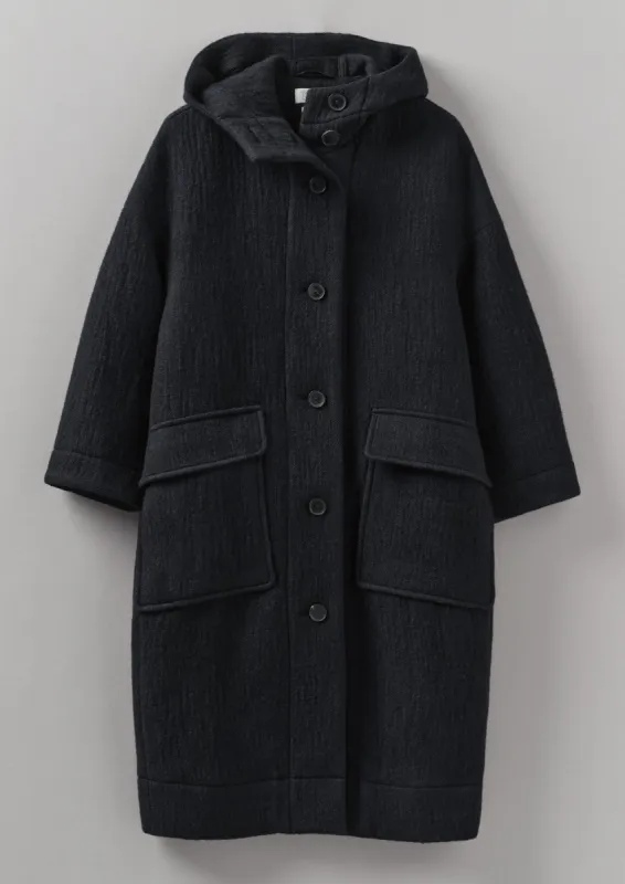 Navy Wool Hooded Coat | Dark Navy sold by TOAST