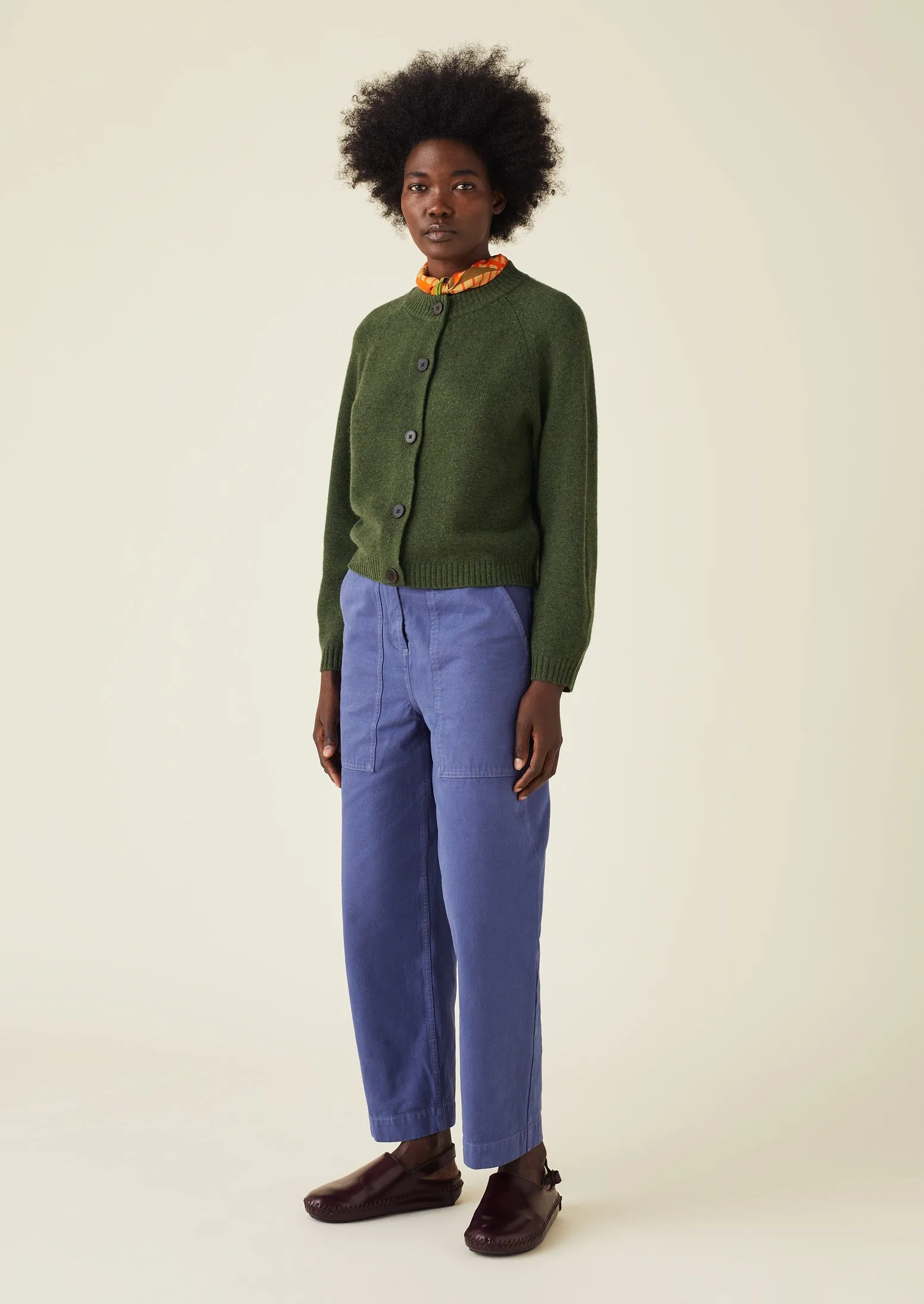 Eden Wool Cashmere Raglan Cardigan | Olive Melange sold by TOAST product image thumbnail 2