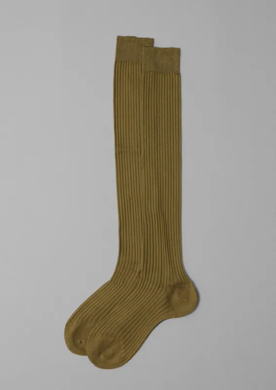 Maria La Rosa Knee High Cotton Socks | Golden Olive sold by TOAST