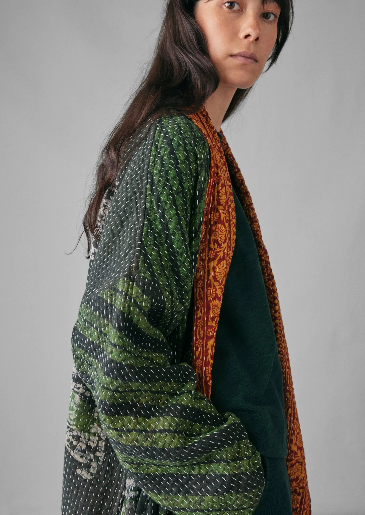 Repurposed Kantha Coat | Greens sold by TOAST product image thumbnail 3
