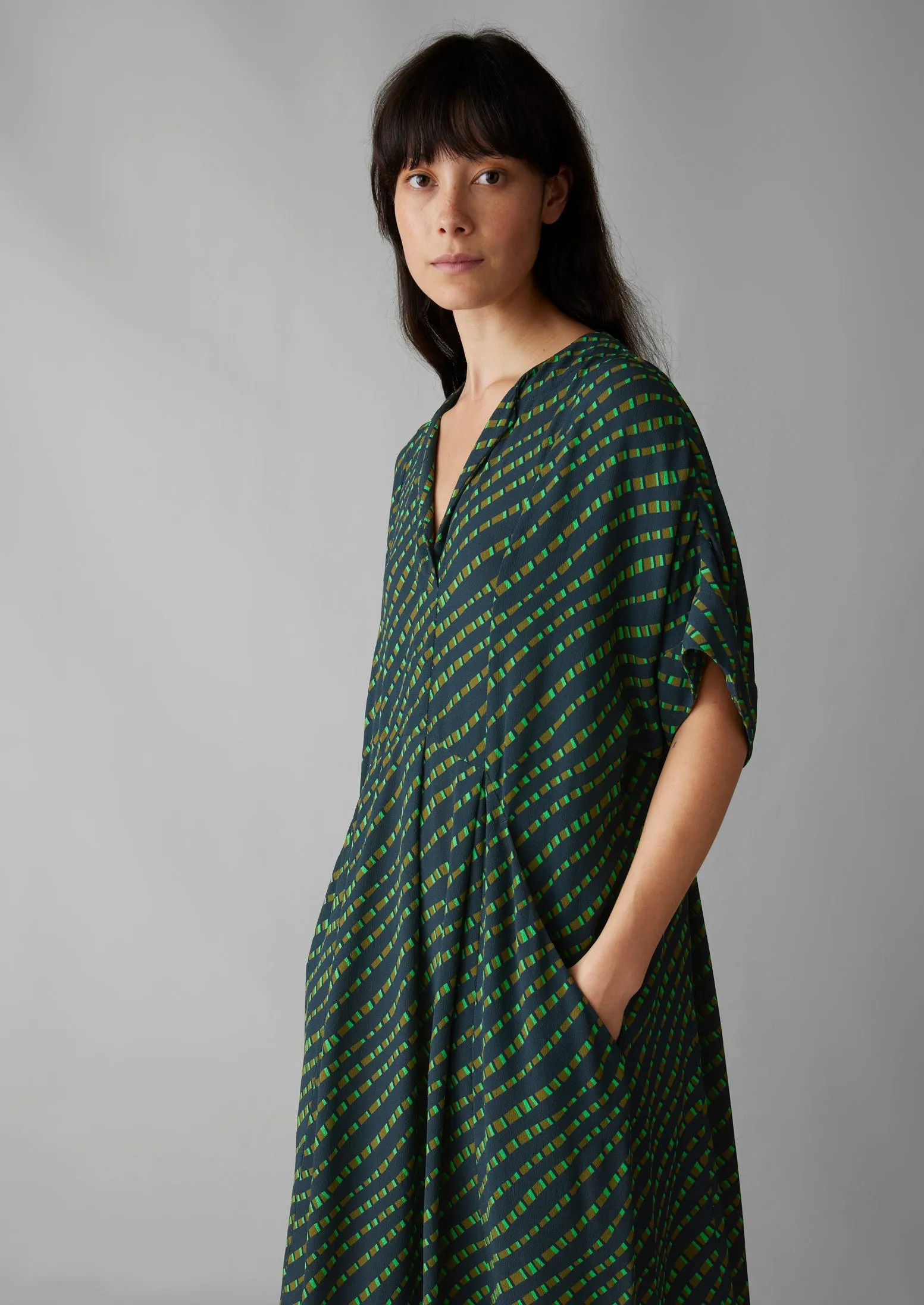 Bryn Trellis Print Crepe Dress | Slate Navy sold by TOAST product image thumbnail 3