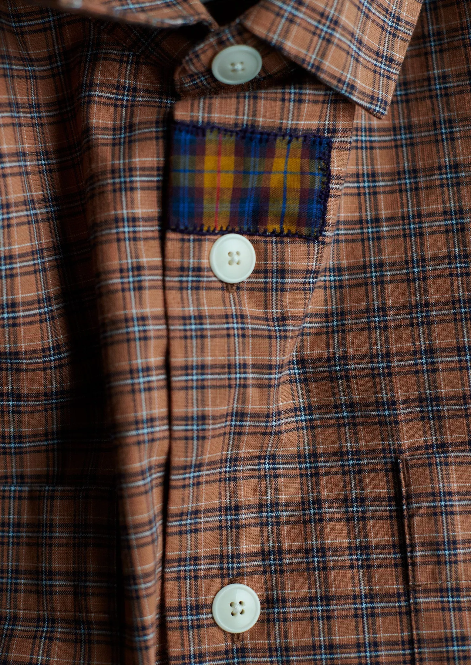 Renewed Mens Patch Pocket Check Cotton Shirt Size M | Rust sold by TOAST product image thumbnail 2