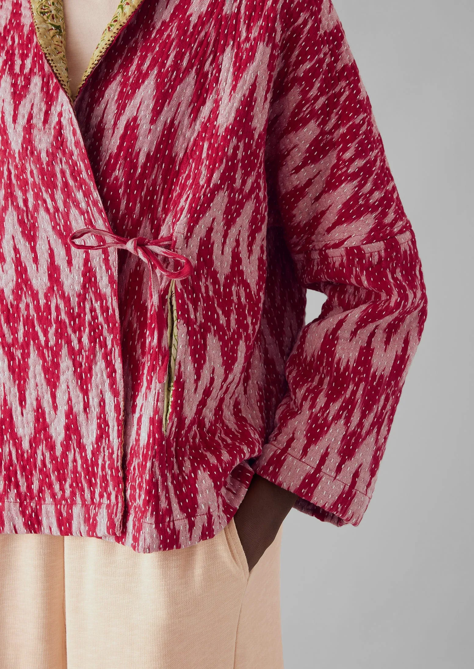 Repurposed Ikat Kantha Jacket | Reds sold by TOAST product image thumbnail 2