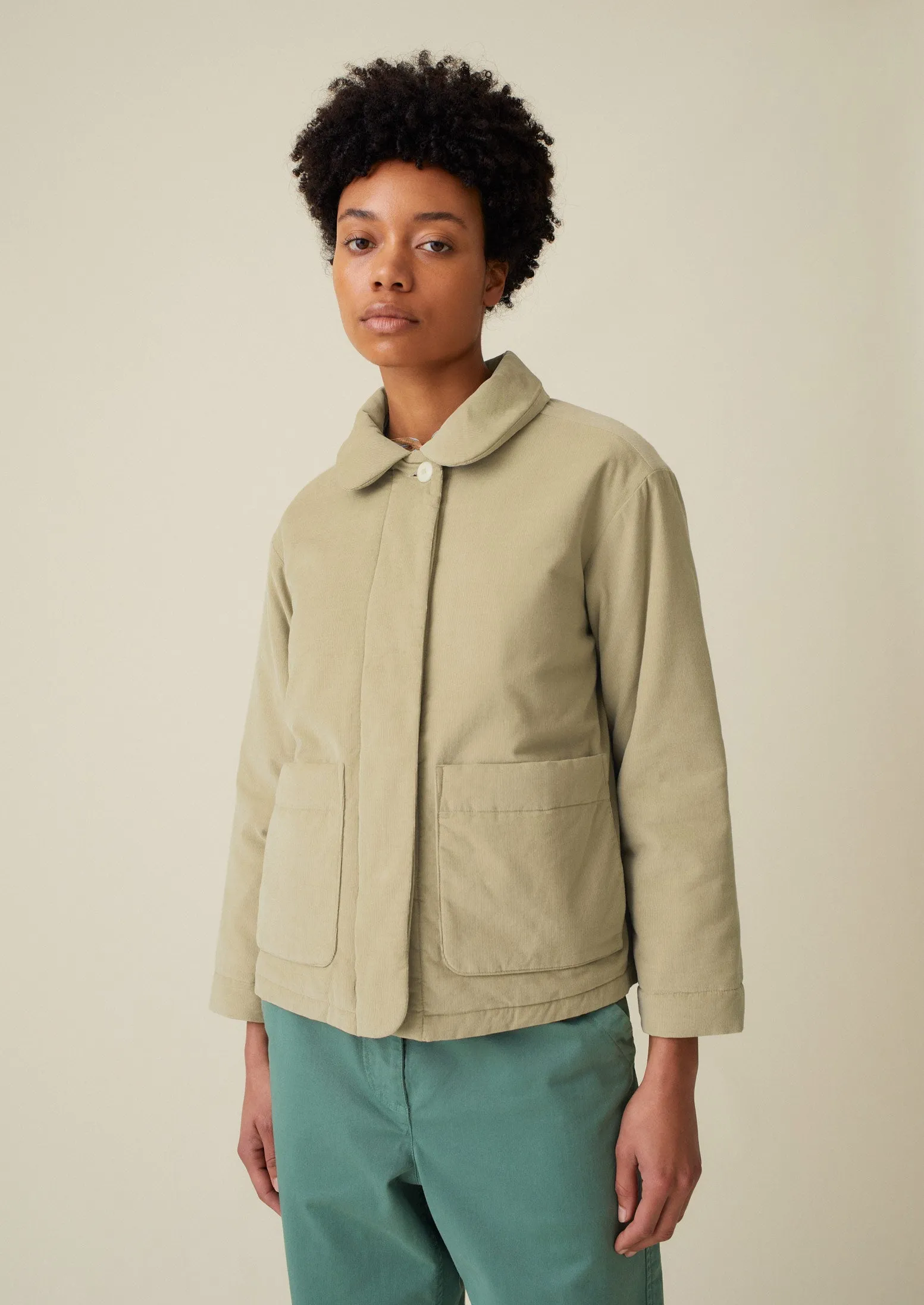 Quilted Organic Needlecord Jacket | Pebble sold by TOAST product image thumbnail 5
