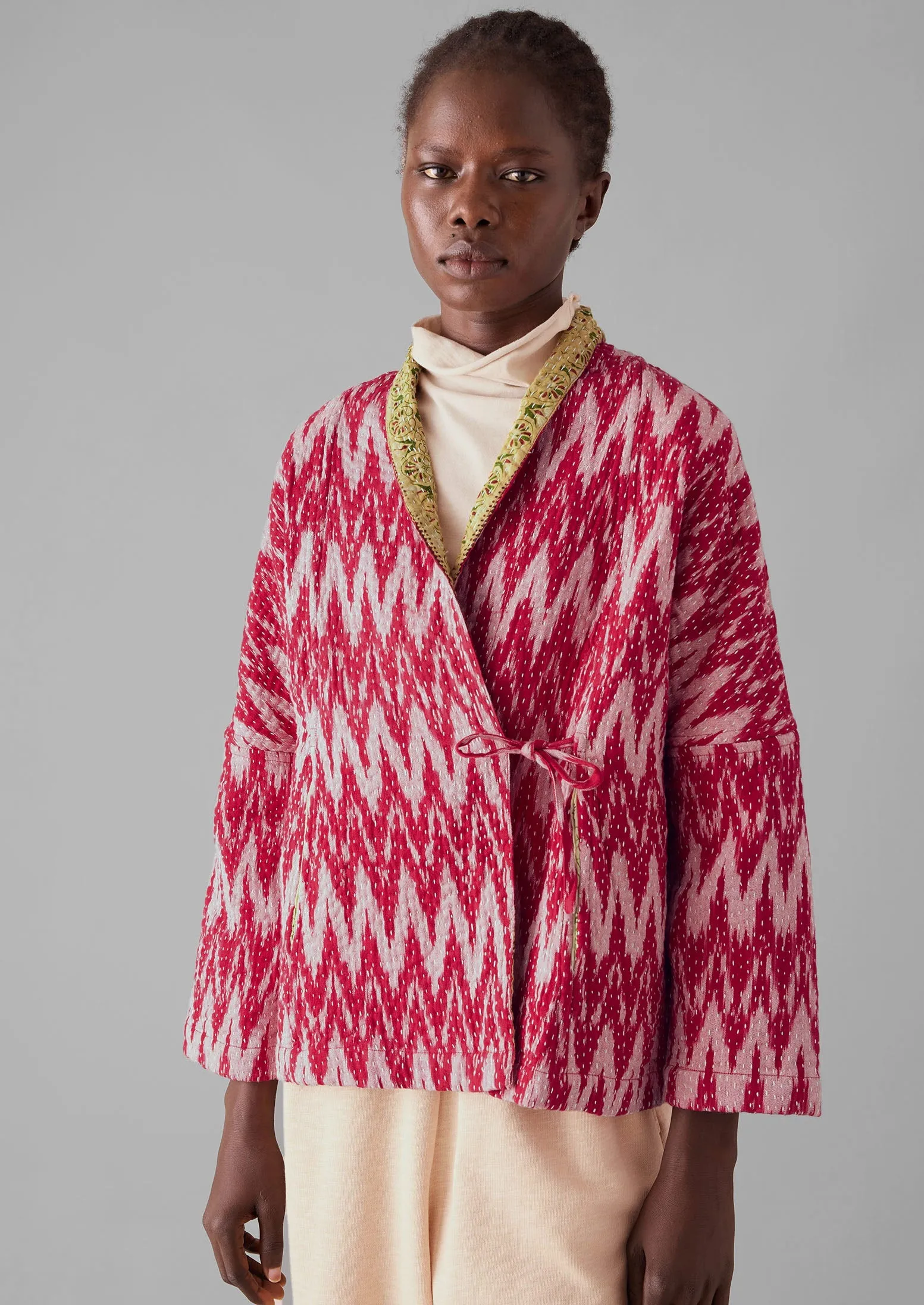 Repurposed Ikat Kantha Jacket | Reds sold by TOAST product image thumbnail 3