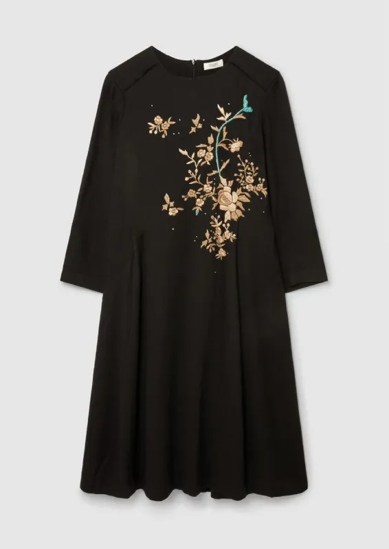 Renewed Floral Embroidered Dress Size 12 | Black sold by TOAST