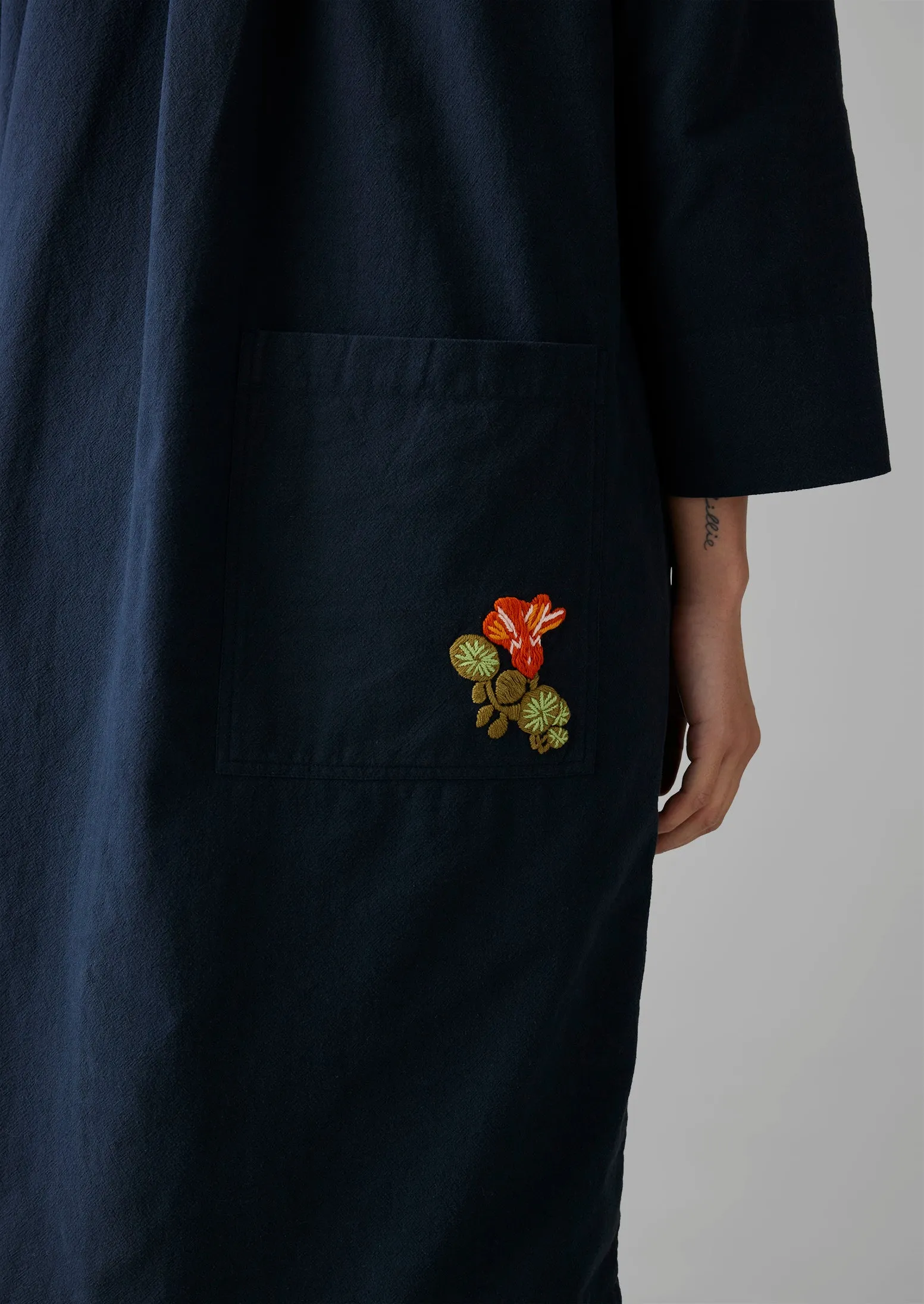 Floral Embroidered Cotton Shirt Dress | Slate Navy sold by TOAST product image thumbnail 4
