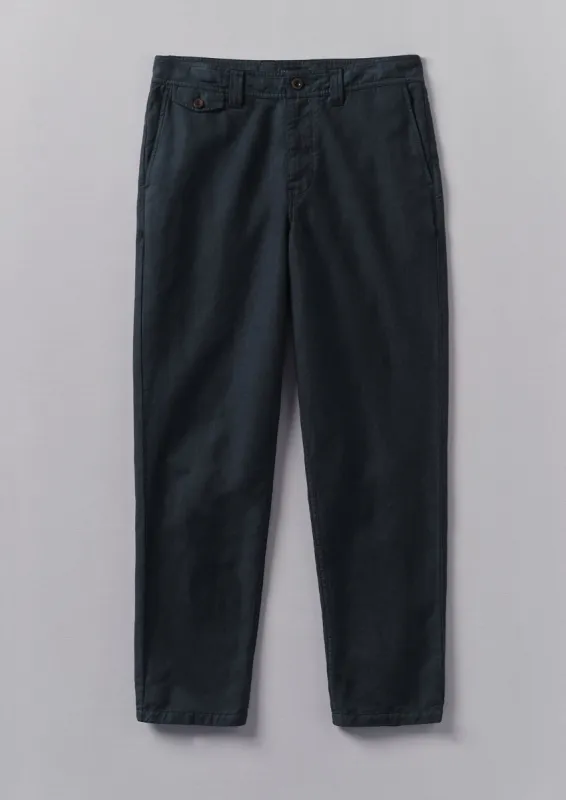 Norv Cotton Linen Tapered Trousers | Dark Navy sold by TOAST