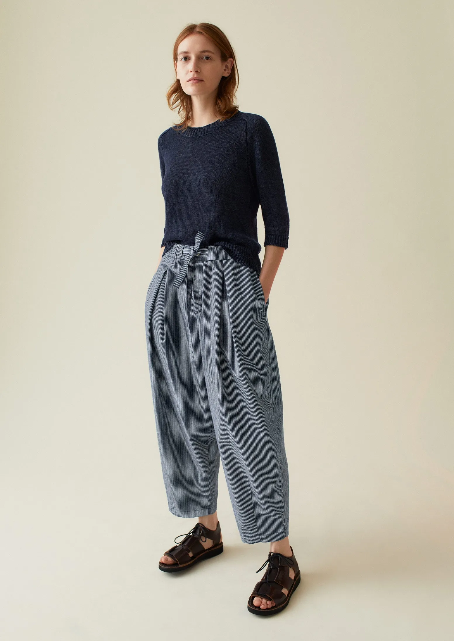 Indigo Stripe Organic Cotton Trousers | Indigo sold by TOAST product image thumbnail 3