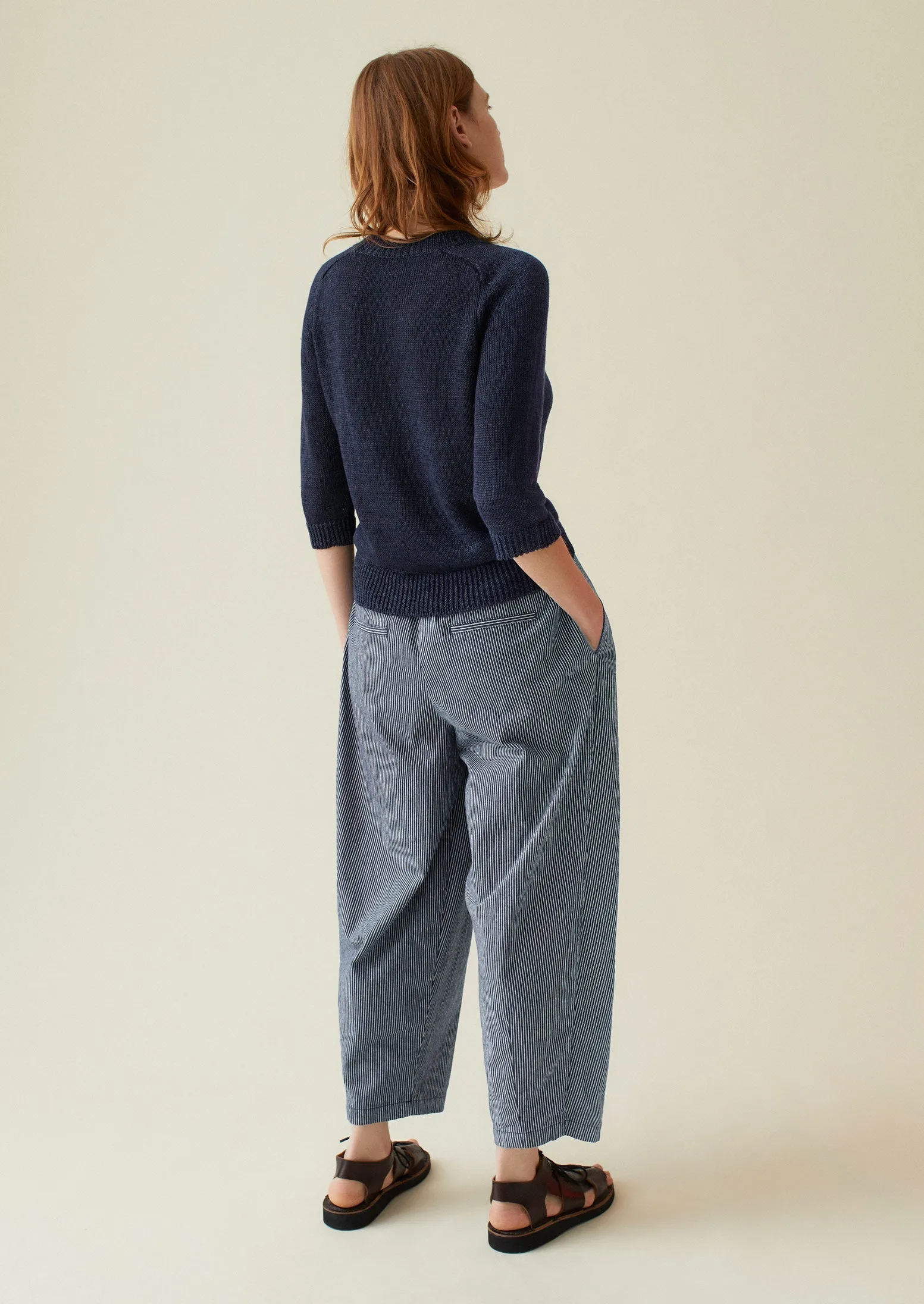 Indigo Stripe Organic Cotton Trousers | Indigo sold by TOAST product image thumbnail 5