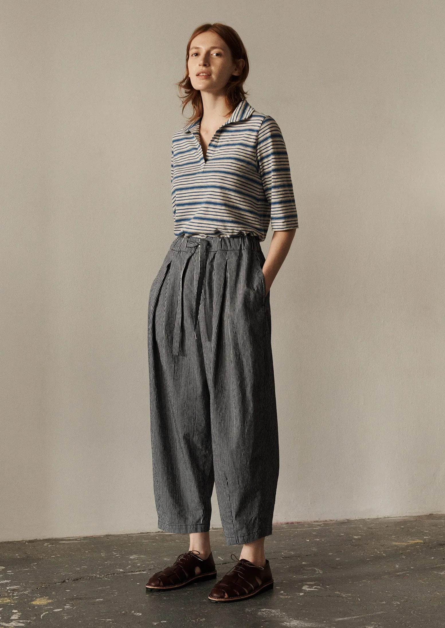 Indigo Stripe Organic Cotton Trousers | Indigo sold by TOAST product image thumbnail 2