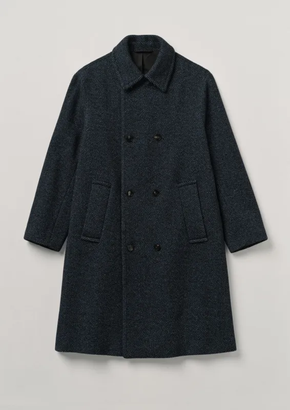 Double Breasted Wool Overcoat | Navy Melange sold by TOAST
