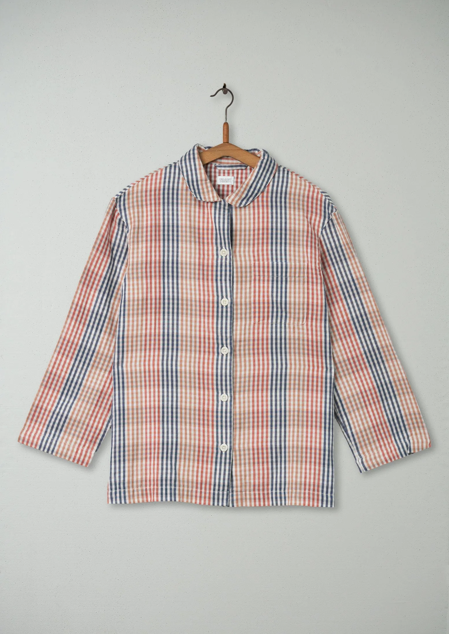 Reworn Gingham Check Pyjama Top Size S (026) | Apricot Multi sold by TOAST