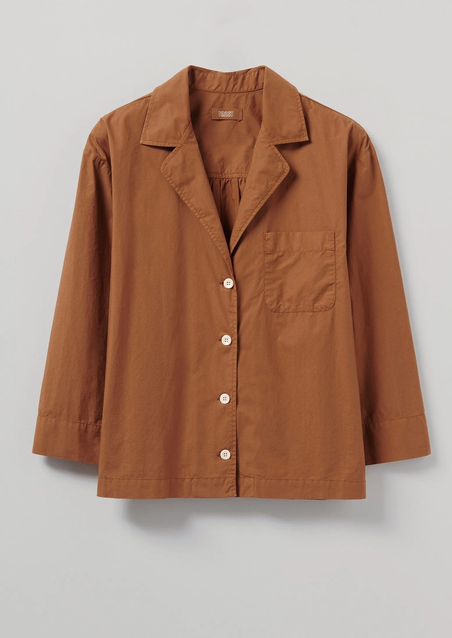 Cotton Poplin PJ Shirt | Cinnamon sold by TOAST