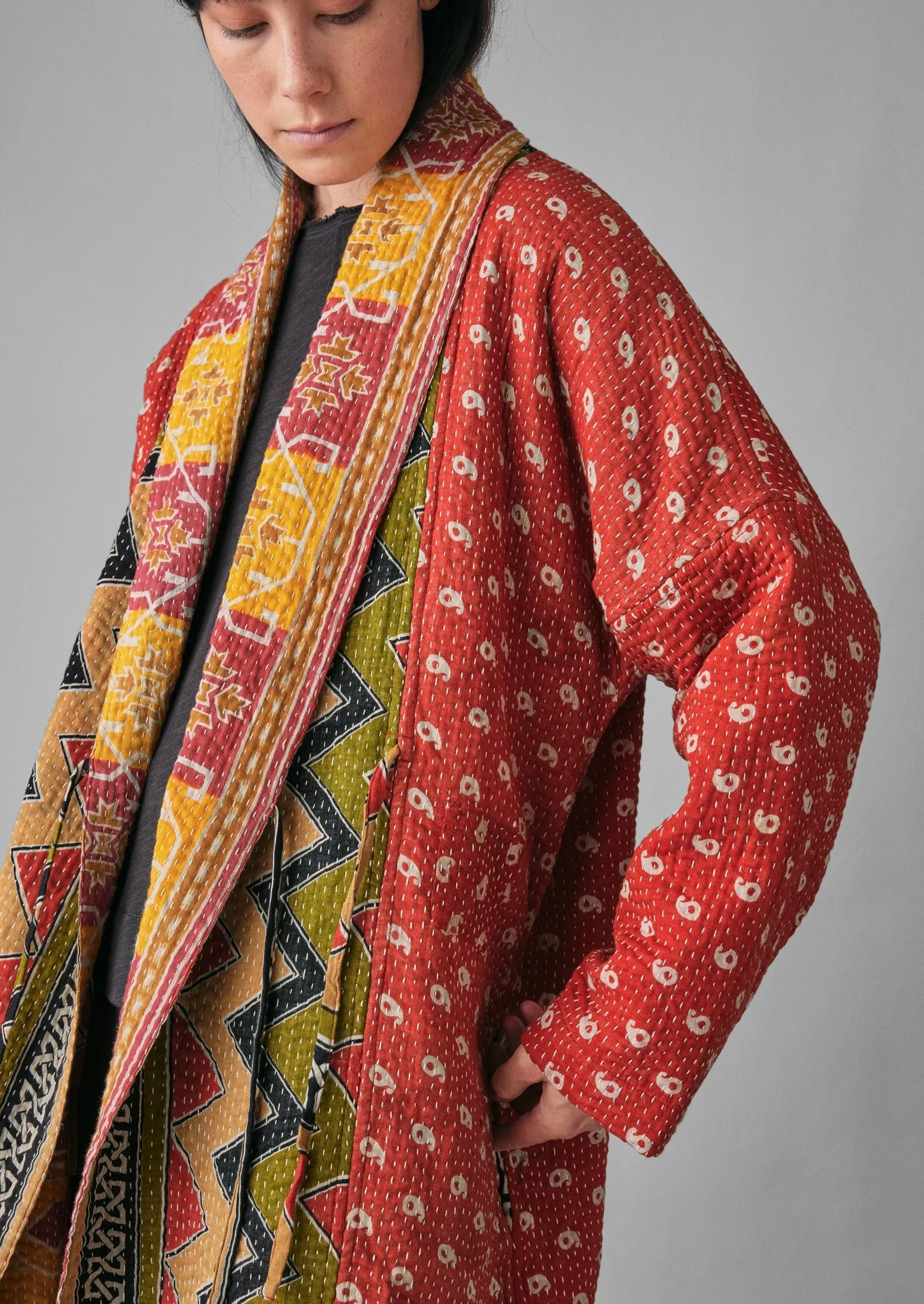 Repurposed Kantha Coat | Reds sold by TOAST product image thumbnail 3