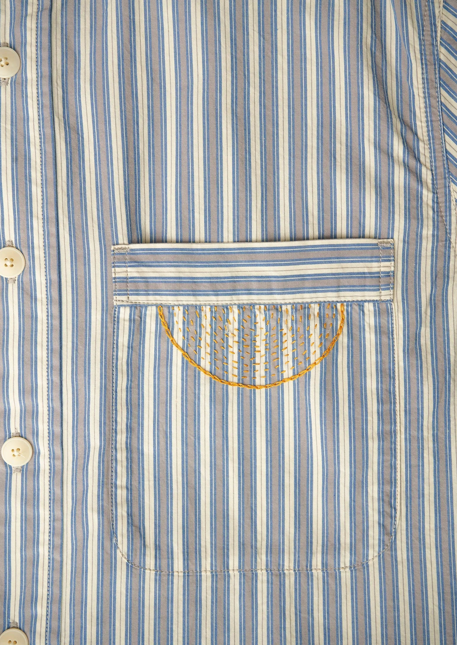 Renewed Jasper Stripe Organic Crinkle Cotton Shirt Size L (03) | Woad sold by TOAST product image thumbnail 3