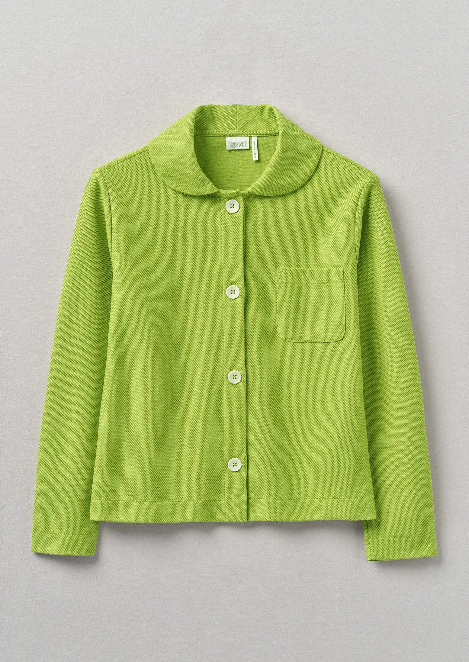Round Collar Organic Cotton Pique Shirt | Clover sold by TOAST