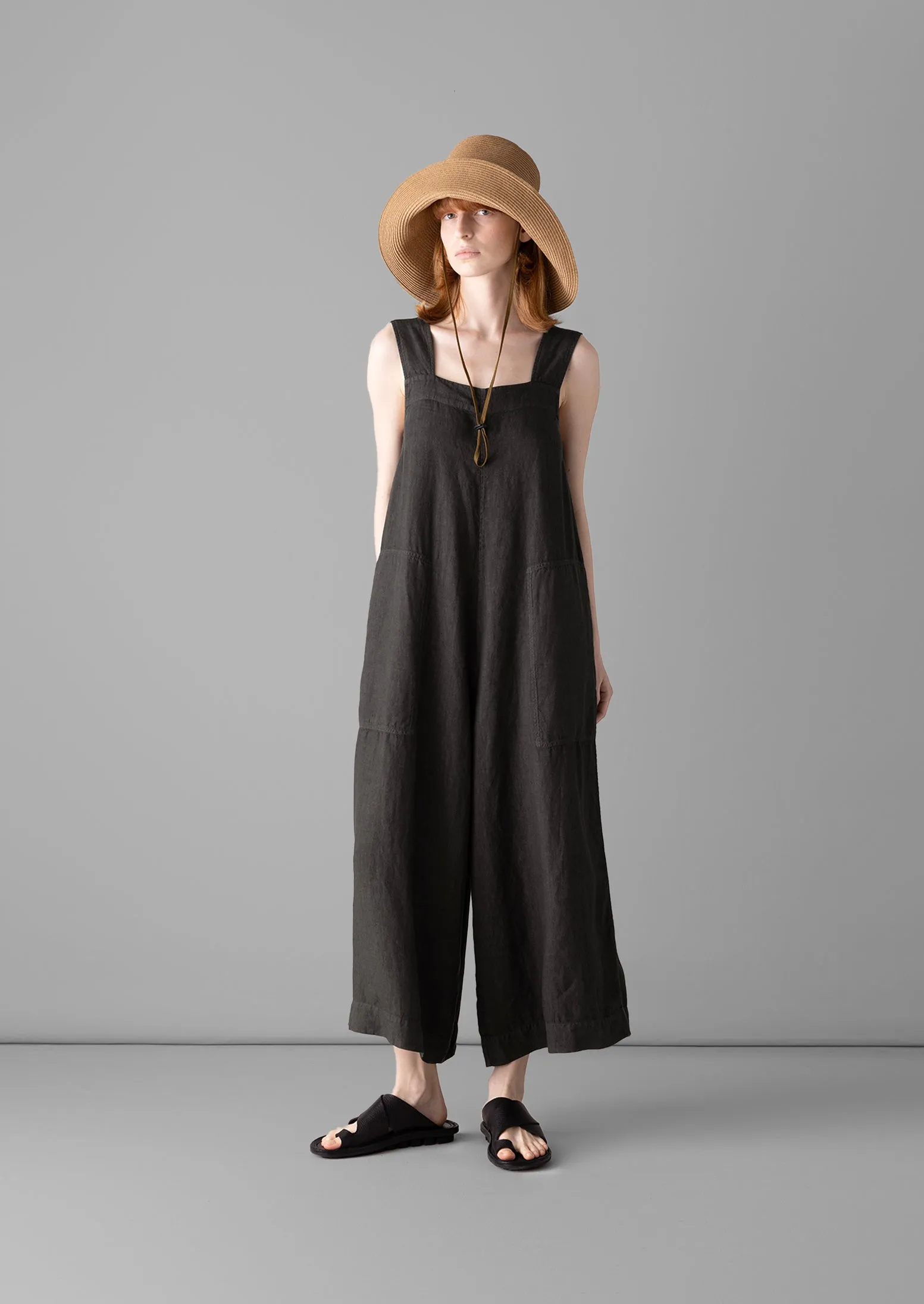 Garment Dyed Linen Pinafore Jumpsuit | Black Coffee sold by TOAST product image thumbnail 3