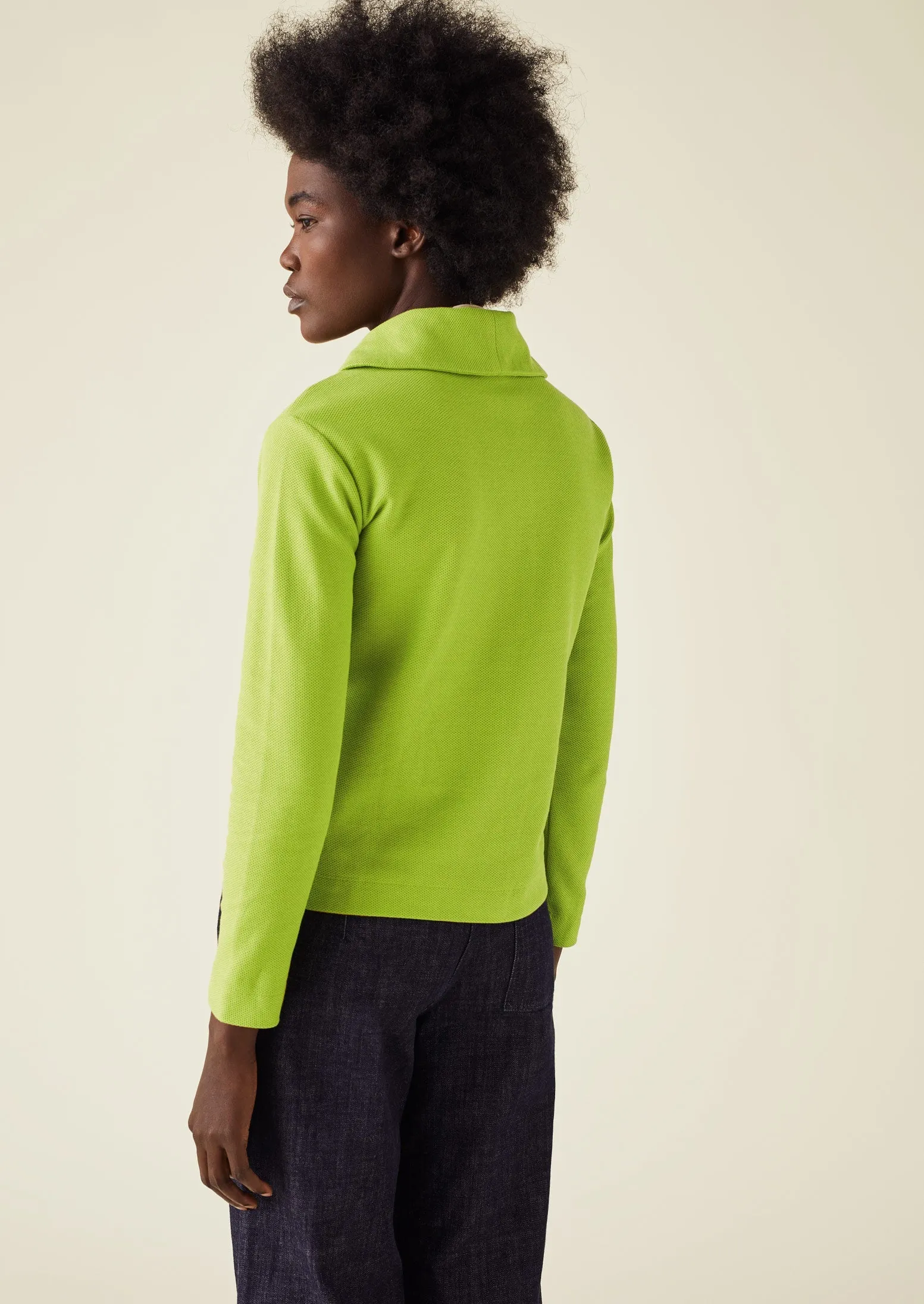 Round Collar Organic Cotton Pique Shirt | Clover sold by TOAST product image thumbnail 5