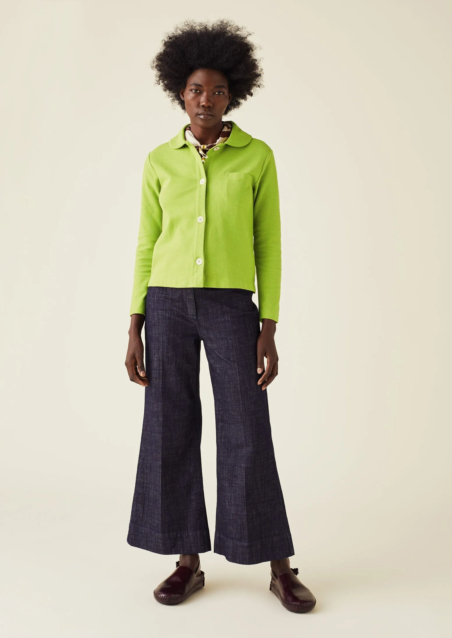 Round Collar Organic Cotton Pique Shirt | Clover sold by TOAST product image thumbnail 2