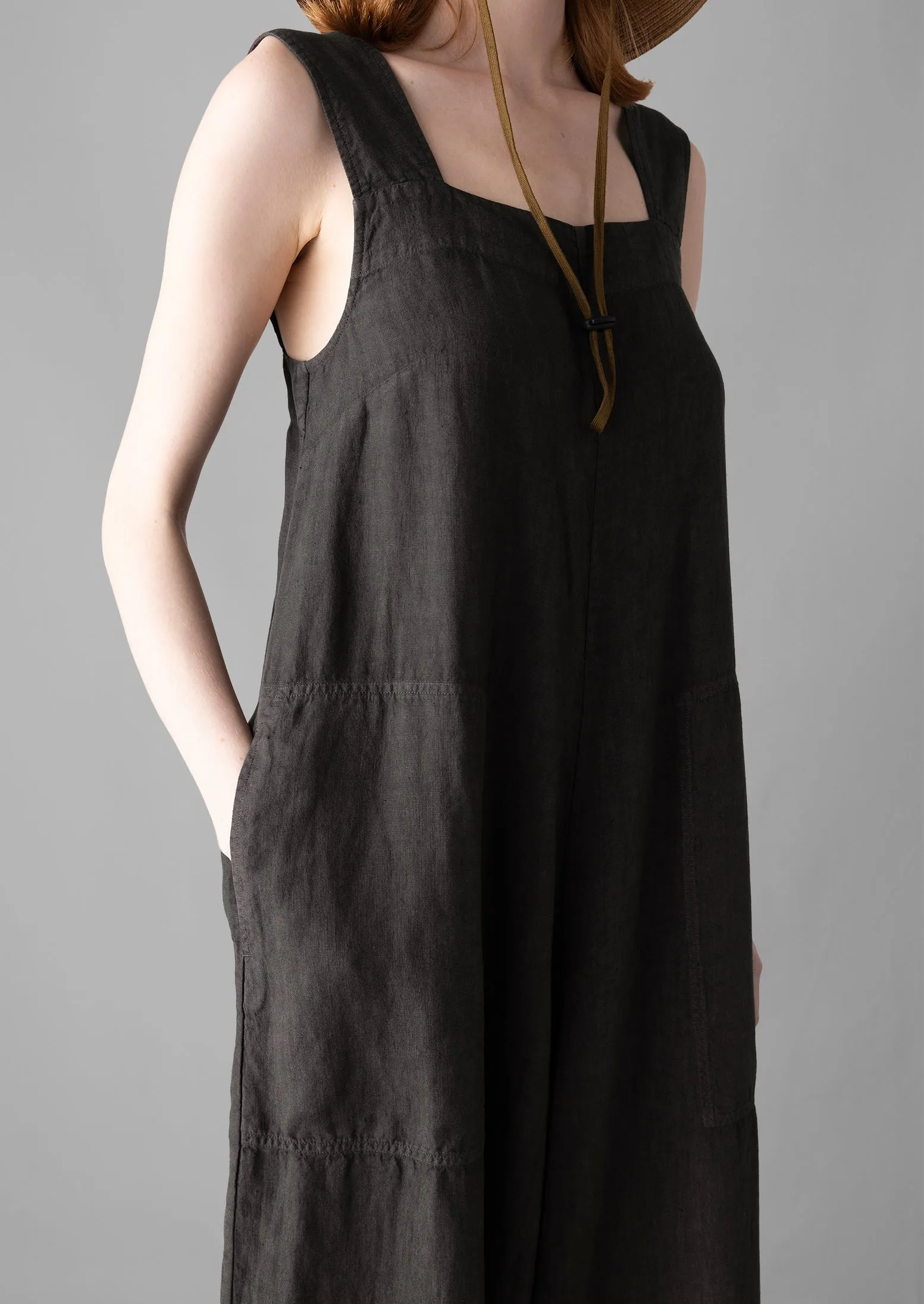 Garment Dyed Linen Pinafore Jumpsuit | Black Coffee sold by TOAST product image thumbnail 4