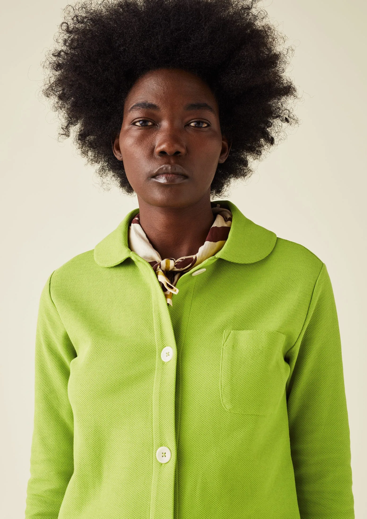 Round Collar Organic Cotton Pique Shirt | Clover sold by TOAST product image thumbnail 3