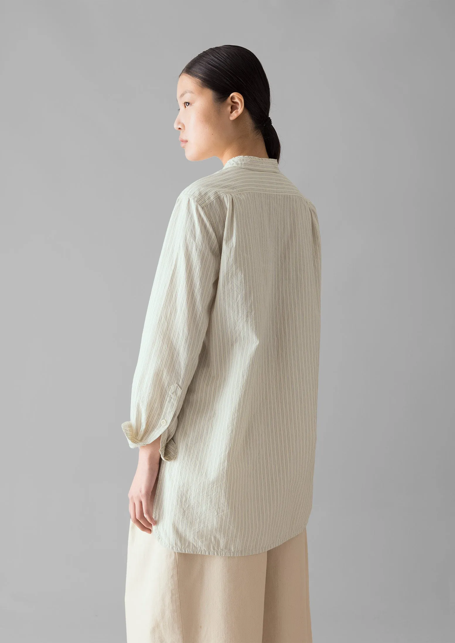 Taro Stripe Cotton Poplin Shirt | Ivory/Golden Olive sold by TOAST product image thumbnail 4