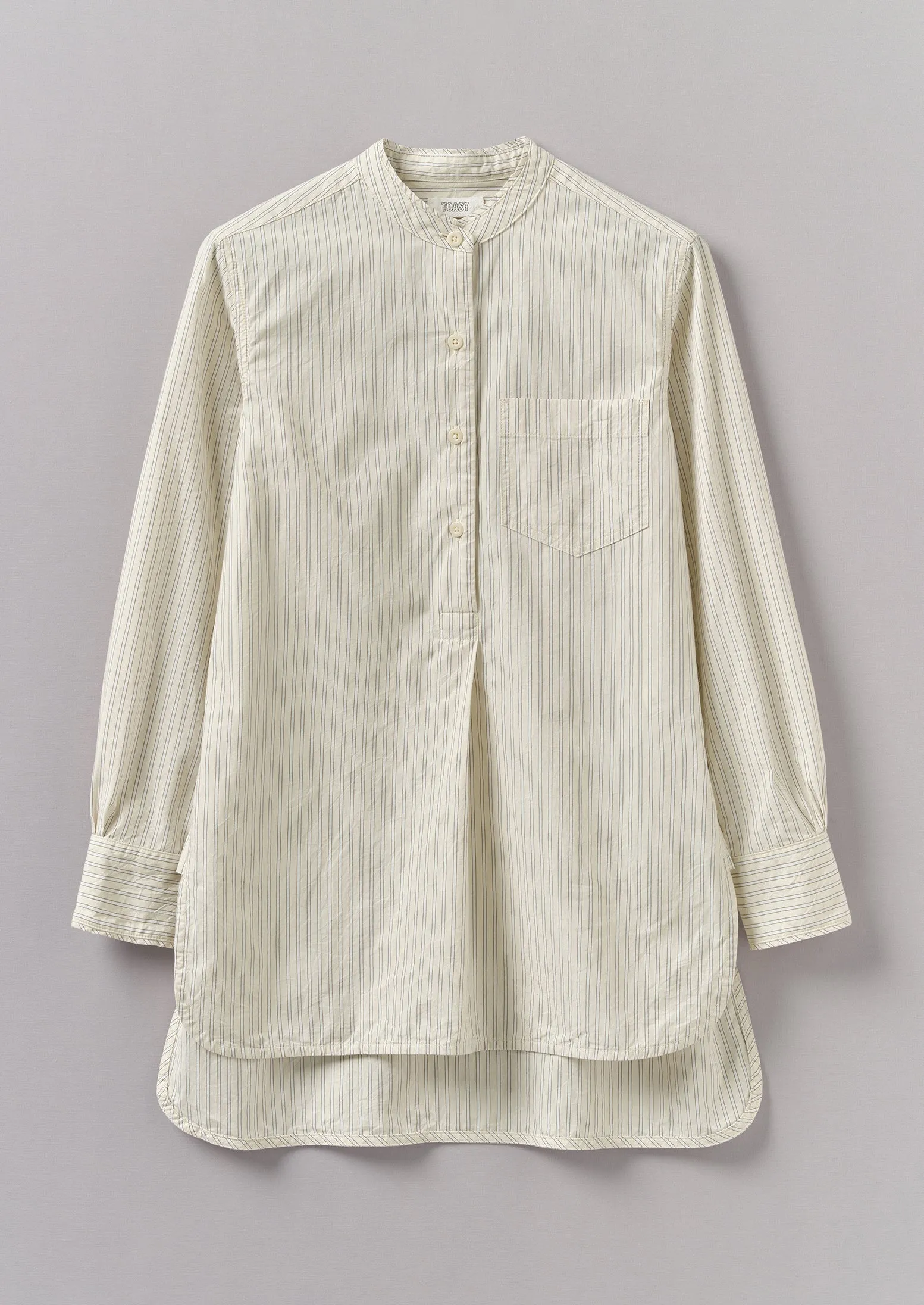 Taro Stripe Cotton Poplin Shirt | Ivory/Golden Olive sold by TOAST