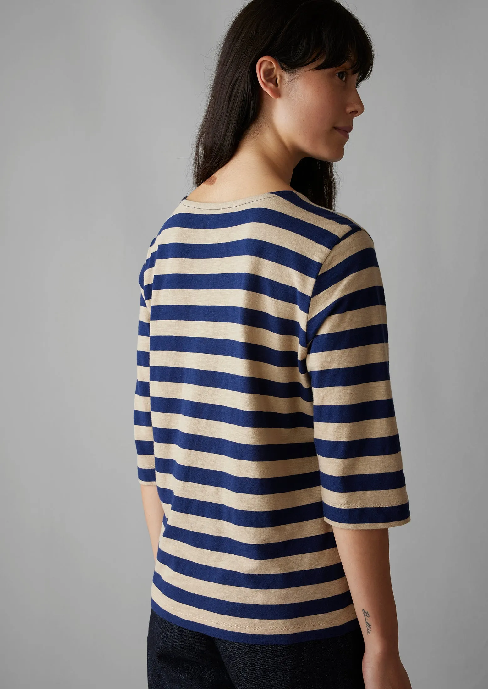 Bold Stripe Cotton Tee | Blue/Sand sold by TOAST product image thumbnail 4