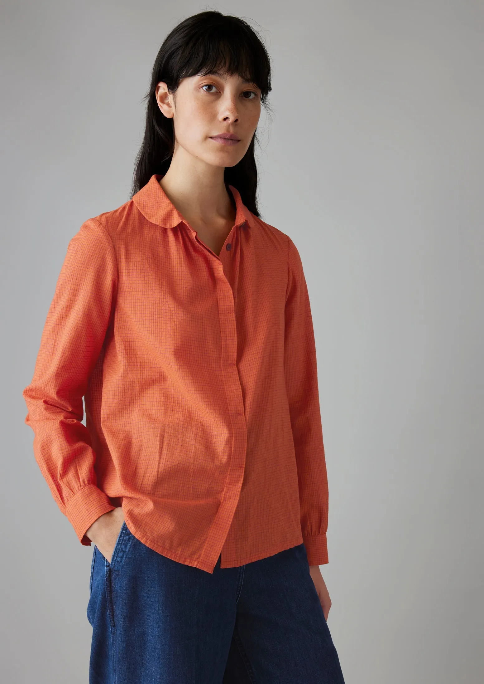 Anja Slubby Check Shirt | Redcurrant sold by TOAST product image thumbnail 2