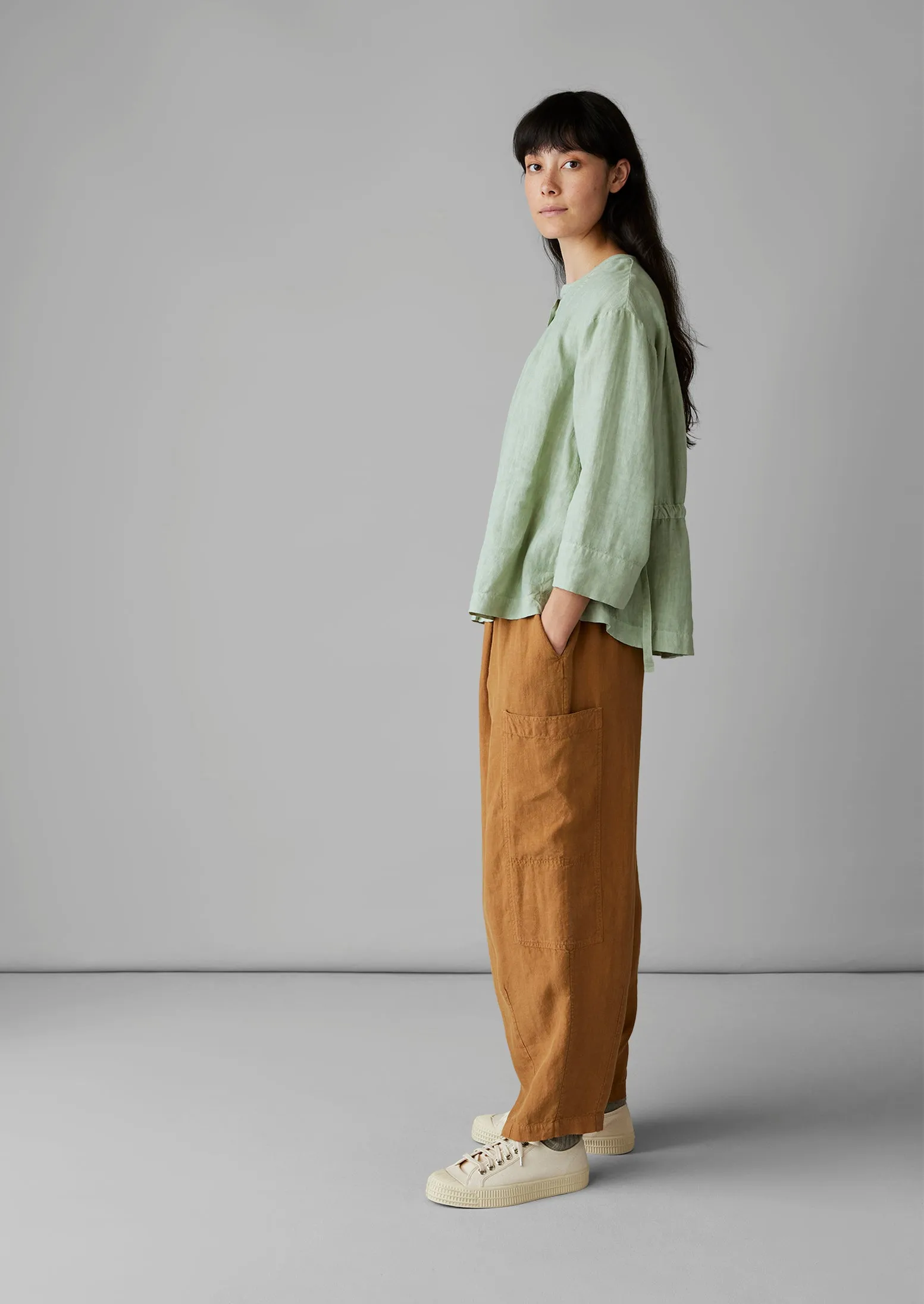 Side Pocket Garment Dyed Linen Trousers | Caramel sold by TOAST product image thumbnail 4