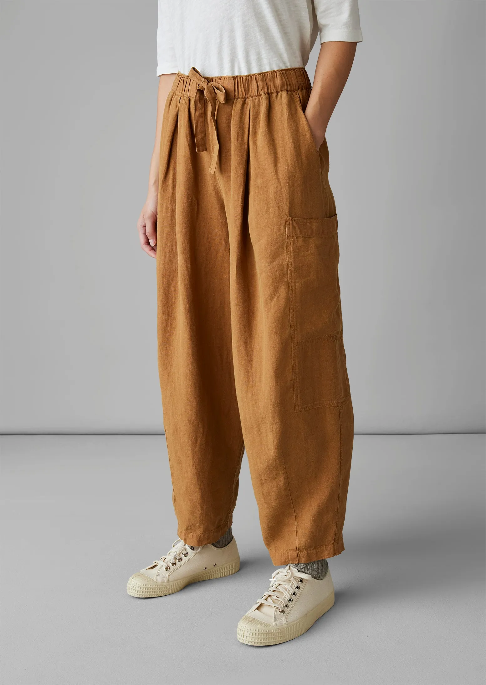 Side Pocket Garment Dyed Linen Trousers | Caramel sold by TOAST product image thumbnail 2