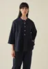 Brushed Cotton Linen Herringbone Shirt | Midnight sold by TOAST